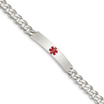 Sterling Silver Polished Medical Curb Link ID Bracelet, 7.5 x 6.5mm view