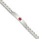 Sterling Silver Polished Medical Curb Link ID Bracelet, 7.5 x 6.5mm