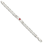 Sterling Silver Polished Medical Anchor Link ID Bracelet, 7.5 x 8mm view