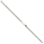 Sterling Silver Polished Medical Curb Link ID Bracelet, 7.5 x 5mm view