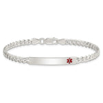 Sterling Silver Polished Medical Curb Link ID Bracelet, 7.5 x 5mm view