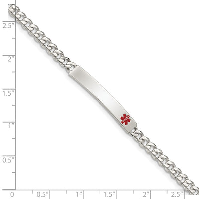 Sterling Silver Polished Medical Curb Link ID Bracelet, 7.5 x 5mm