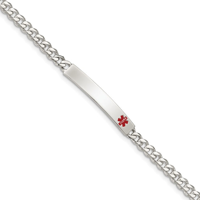 Sterling silver medical ID bracelet, 7.5x5mm plate on a curb link chain, engravable