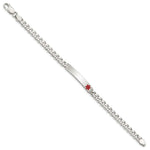 Sterling Silver Polished Medical Curb Link ID Bracelet, 7.5 x 6mm view
