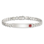Sterling Silver Polished Medical Curb Link ID Bracelet, 7.5 x 6mm view