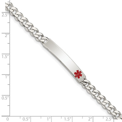 Sterling Silver Polished Medical Curb Link ID Bracelet, 7.5 x 6mm