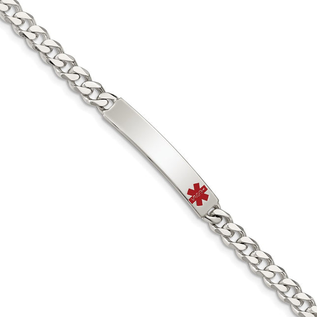 Sterling silver medical ID bracelet, 7.5x6mm plate on a curb link chain, engravable