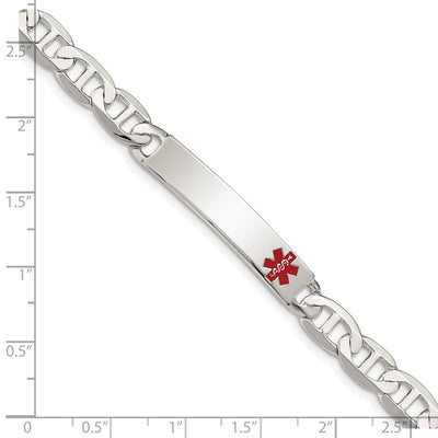Sterling Silver Polished Medical Anchor Link ID Bracelet, 7.5 x 7mm