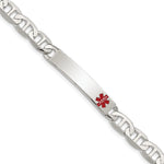 Sterling Silver Polished Medical Anchor Link ID Bracelet, 7.5 x 7mm view