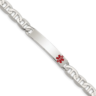 Sterling silver anchor link anchor ID bracelet