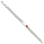 Sterling Silver Polished Medical Curb Link ID Bracelet, 7.5 x 8mm view