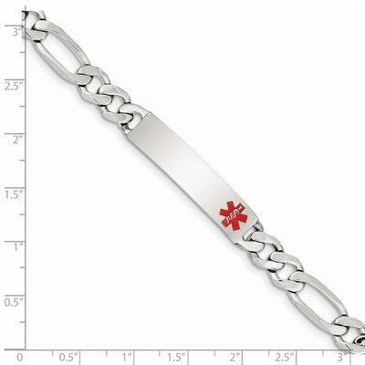 Sterling Silver Polished Medical Figaro Anchor Link ID Bracelet, 7.5 x 9mm