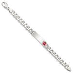 Sterling Silver Polished Medical Curb Link ID Bracelet, 7.5 x 10mm view