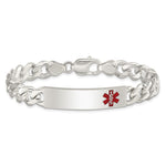 Sterling Silver Polished Medical Curb Link ID Bracelet, 7.5 x 10mm view