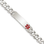 Sterling Silver Polished Medical Curb Link ID Bracelet, 7.5 x 10mm view