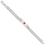 Sterling Silver Polished Medical Curb Link ID Bracelet, 7.5 x 9mm view