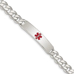 Sterling Silver Polished Medical Curb Link ID Bracelet, 7.5 x 9mm view