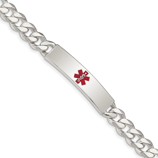 Sterling silver medical ID bracelet, 7.5x9mm plate on a curb link chain, engravable