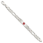 Sterling Silver Polished Medical Figaro Anchor Link ID Bracelet, 8.5 x 10mm view