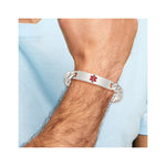 Sterling Silver Polished Medical Figaro Anchor Link ID Bracelet, 8.5 x 10mm view