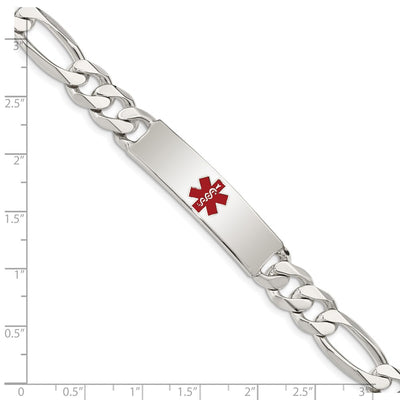 Sterling Silver Polished Medical Figaro Anchor Link ID Bracelet, 8.5 x 10mm