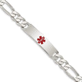 Sterling Silver Polished Medical Figaro Anchor Link ID Bracelet, 8.5 x 10mm
