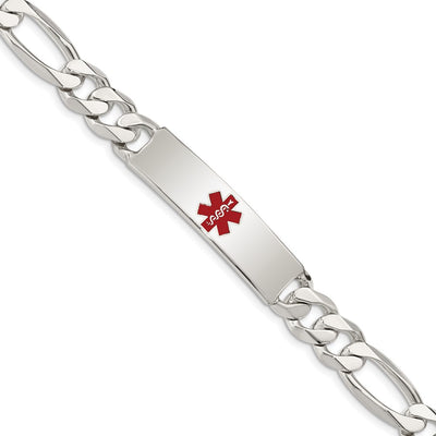 Sterling silver figaro link anchor ID bracelet