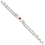 Sterling Silver Polished Medical Anchor Link ID Bracelet, 7.5 x 10mm view