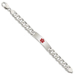 Sterling Silver Polished Medical Curb Link ID Bracelet, 8.5 x 11mm view