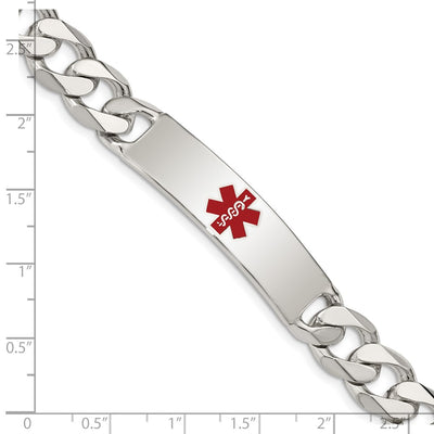 Sterling Silver Polished Medical Curb Link ID Bracelet, 8.5 x 11mm
