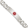 Sterling Silver Polished Medical Curb Link ID Bracelet, 8.5 x 11mm