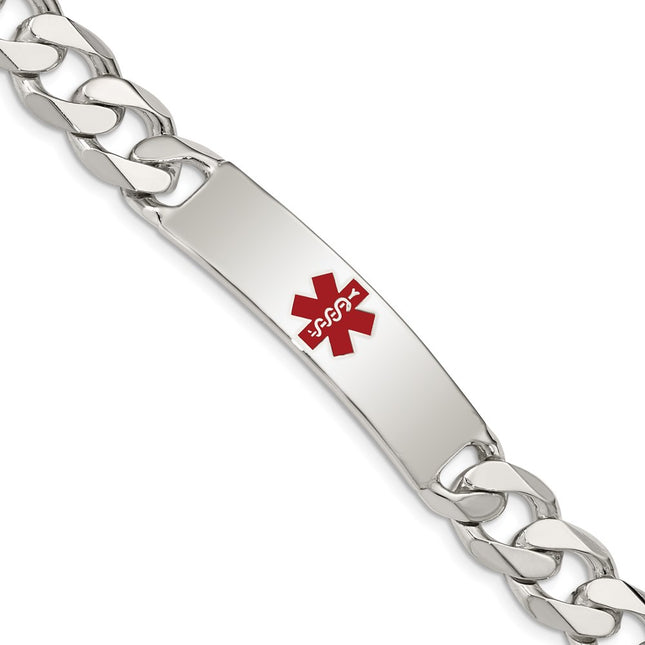 Sterling silver medical ID bracelet, 8.5x11mm plate on a curb link chain, engravable
