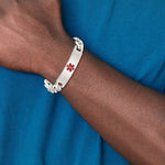 Sterling Silver Polished Medical Figaro Anchor Link ID Bracelet, 8.5 x 11mm view