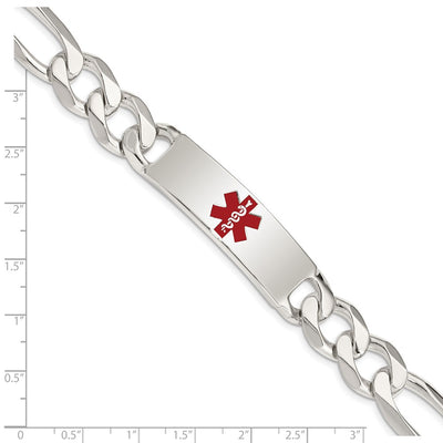 Sterling Silver Polished Medical Figaro Anchor Link ID Bracelet, 8.5 x 13mm