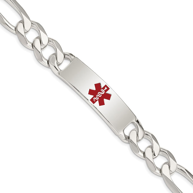 Sterling silver medical ID bracelet, 8.5x13mm plate on a figaro link chain
