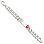 Sterling Silver Polished Medical Curb Link ID Bracelet, 7.5 x 13mm view
