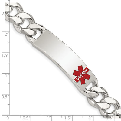 Sterling Silver Polished Medical Curb Link ID Bracelet, 7.5 x 13mm