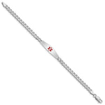 Sterling Silver Rhodium-plated Medical ID Bracelet w/Curb Link view