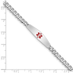 Sterling Silver Rhodium-plated Medical ID Bracelet w/Curb Link view