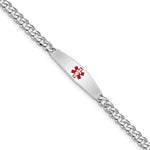 Sterling Silver Rhodium-plated Medical ID Bracelet w/Curb Link view
