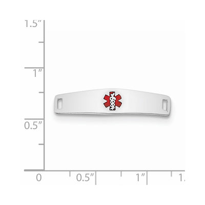 Sterling Silver Rhodium-plated Medical ID Plate, 28 x 7mm