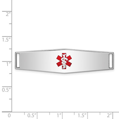 Sterling Silver Rhodium-plated Medical ID Plate, 48 x 13mm
