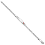 Sterling Silver Rhodium Children's Medical ID Bracelet w/Figaro ID Bracelet view 3