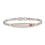 Sterling Silver Rhodium Children's Medical ID Bracelet w/Figaro ID Bracelet view 2