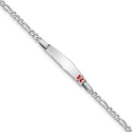 Sterling Silver Rhodium Children's Medical ID Bracelet w/Figaro ID Bracelet view 1