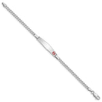Sterling Silver Rhod-plated Children's Medical ID Bracelet w/Curb Link view 3