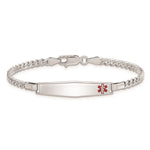 Sterling Silver Rhod-plated Children's Medical ID Bracelet w/Curb Link view 2