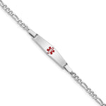 Sterling Silver Rhod-plated Children's Medical ID Bracelet w/Figaro view 1