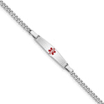 Sterling Silver Rhod-plated Children's Medical ID Curb Link Bracelet view 1