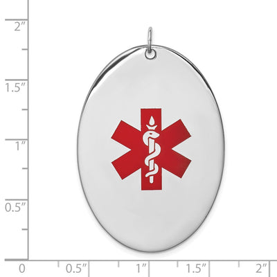 Sterling Silver Rhodium-plated Oval Medical Jewelry Pendant